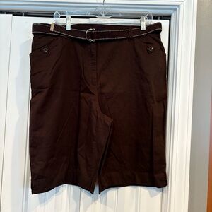 Karen Scott‎ Brown Belted Shorts Size 16